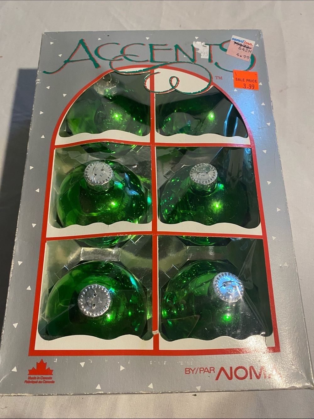Vintage Norma Accents Mercury Green Glass Holiday Ornaments - Set of 6